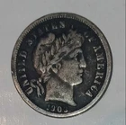 1903 Barber Silver Dime , 90 % Silver Coin , Full Liberty , Fine to Veryfine