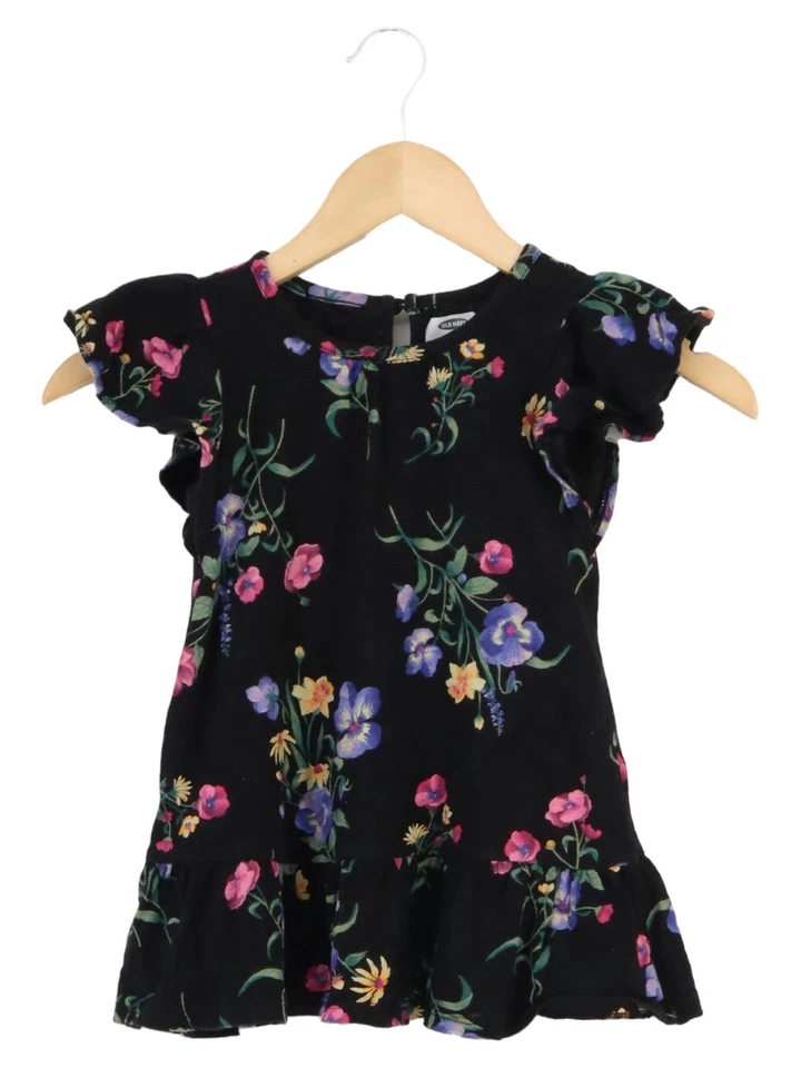 OLD NAVY Robe Été Enfant Noir Motif Floral Volants Casual (EU 92) - Photo 1/4