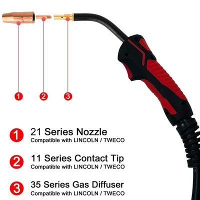 WeldingCity® 5 Pezzi Ugello MIG Per Pistola 21-62-F 5/8" - Compatibile Lincoln 100L, Tweco 100