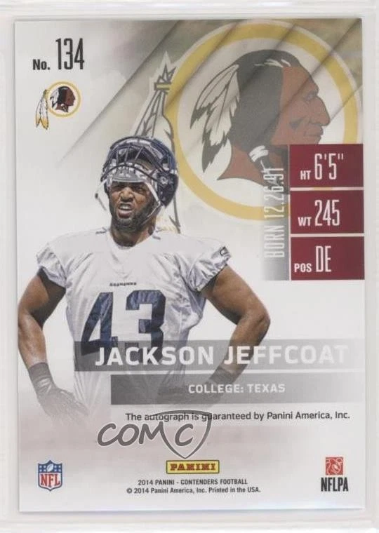 2014 Contenders Playoff Ticket /199 Jackson Jeffcoat (Helmet Up) Rookie Auto RC - Image 2 of 2
