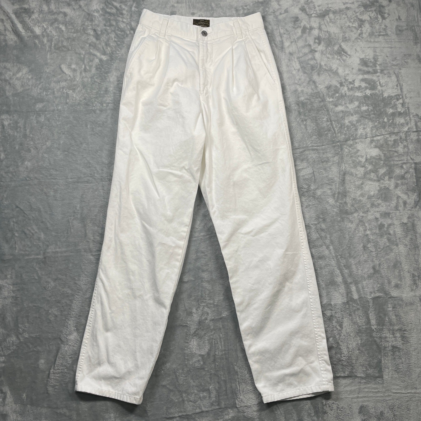 VTG Calvin Klein Jeans Khakis Womens White Pleated Chinos Relaxed Fit Pants Sz 8