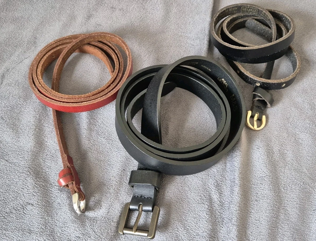 Womens Mark & Spencer Autograph Broad Leather Black and Brown Belt Size Small Leather Extra Wide Waist Belt | M&S main image 2
