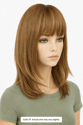 100% Human Hair Wig Full Bangs Layered Below Shoulder Soft Flip Women Mischa