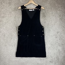 JLNY Vintage Dress Womens Small Black Velvet Jumper Pockets Button 90s- 4293