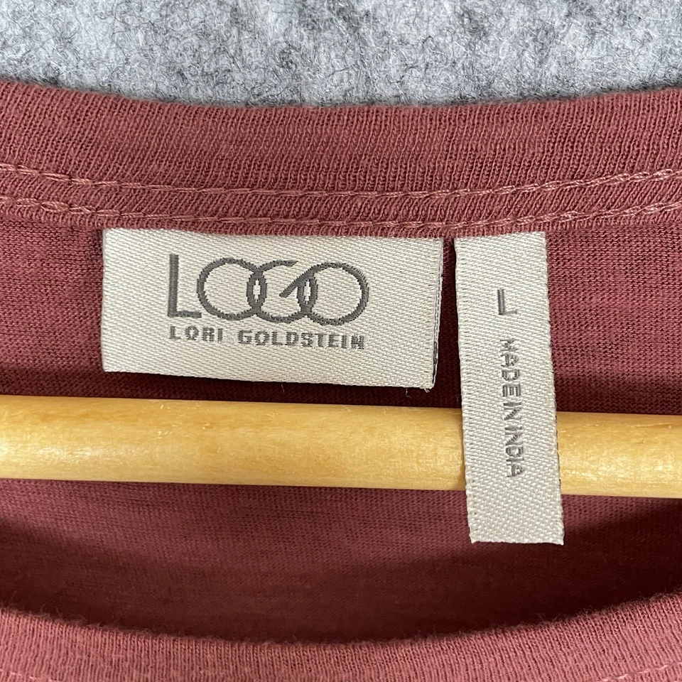 ЛОГОТИП Lori Goldstein богемное терракота 3/4 рукав туника Топ женщин L повседневный шик - Изображение 4 из 4