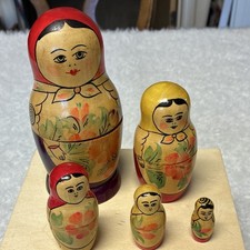 Russian Matryoshka Wooden Nesting Dolls Set of 5 Hand Painted Floral