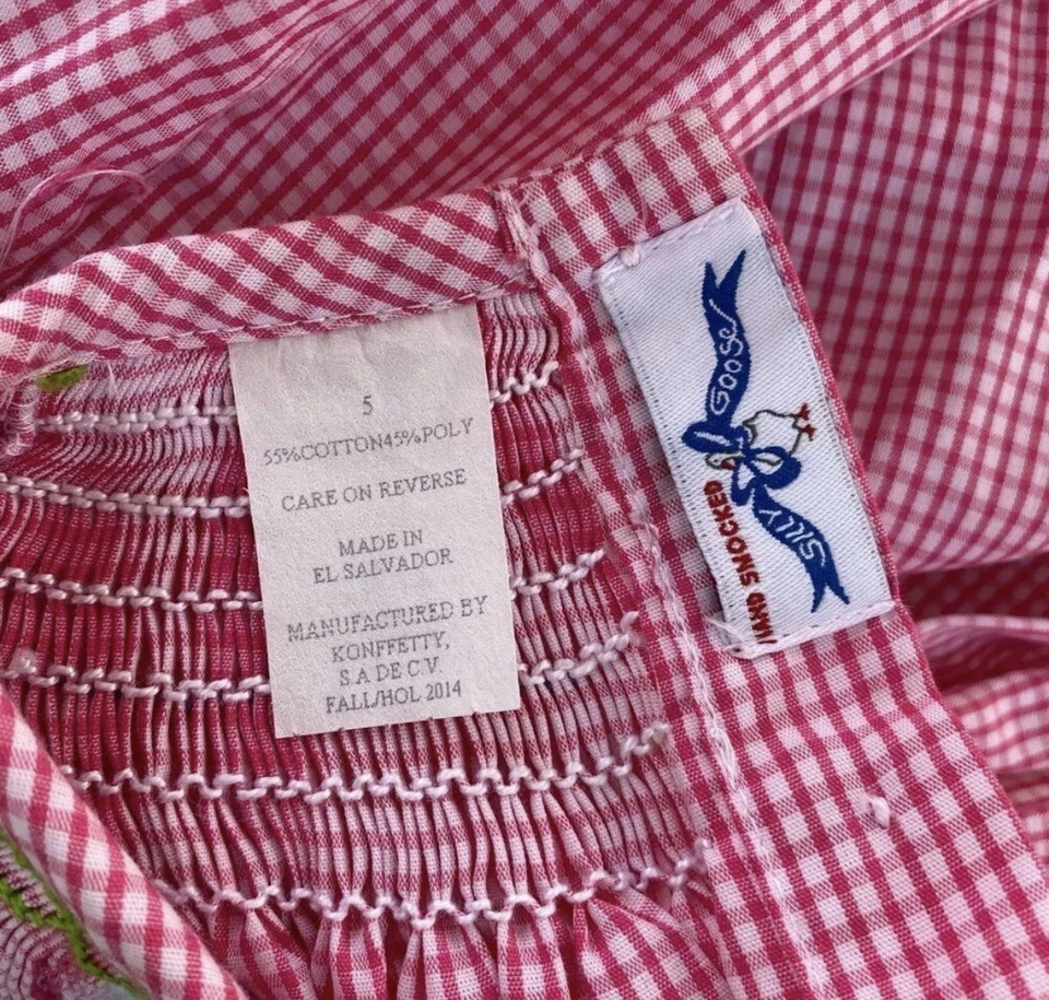 Girls Smocked Ballet Ballerina Themed Pink Gingham Checked Dress 5 - Image 3 of 4