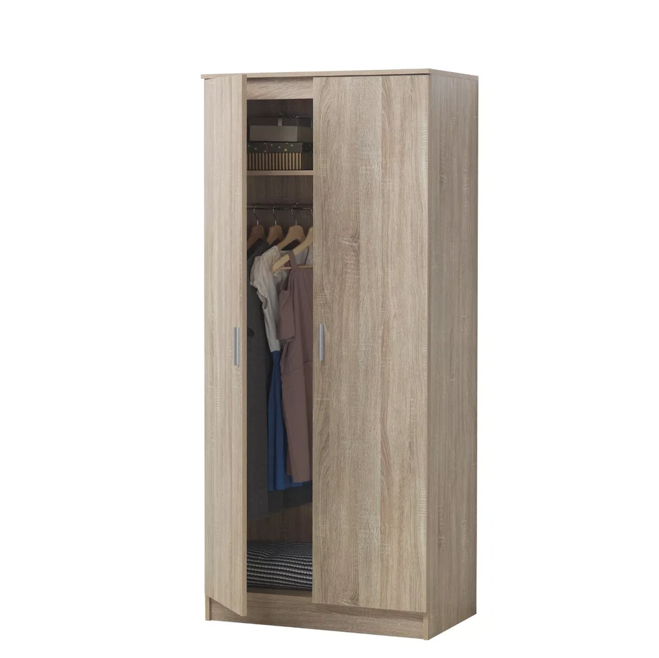 Sonoma Oak High Gloss 2 Door Wardrobe With Hanging Rails Bedroom Furniture Set - Image 4 of 4