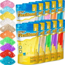 FlexiSand Value Pack 19lbs of 10 Colored Moldable Self-Sticking Sand, Never D...