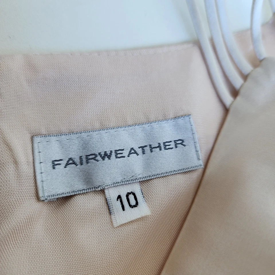 Vestido de Colección Fairweather Para Mujer Correa de Espagueti Satén Tirantes Beige Forrado Talla 10 Foto 2 de 4