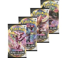 Pokemon Sword & Shield: Rebel Clash Sealed Booster Packs x4 Artwork Set
