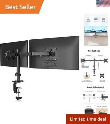VESA Compatible Dual Monitor Arm with Gas Springs - Holds 2 Displays up to 27''