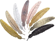 Feather Shape Metal Bookmarks Set Of 8 Durable Antique Design For Readers