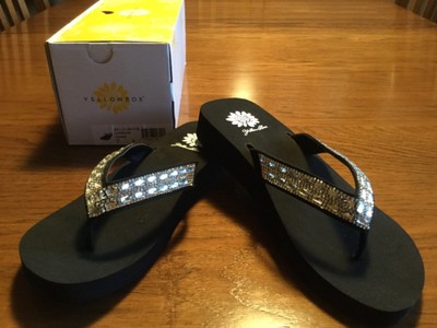 yellow box sandals silver