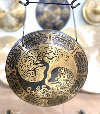 50 Cm Tree Of Life Carving- Tibetan Full Mantra Sound Heling Gong - Sound Bath