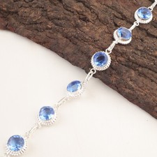 Natural Tanzanite Gemstone Chain Blue Bracele...