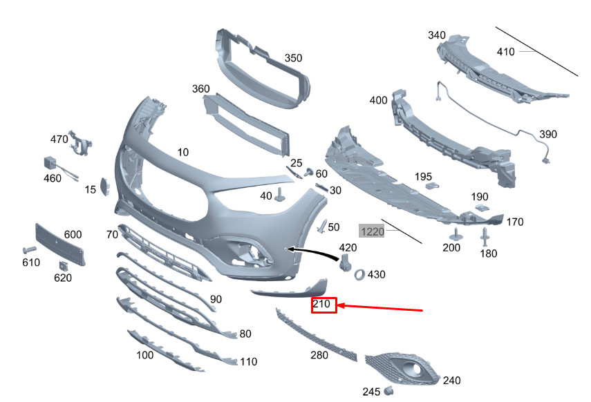MERCEDES-BENZ GLA H247 Front Bumper Left Lower Trim A2478850510  