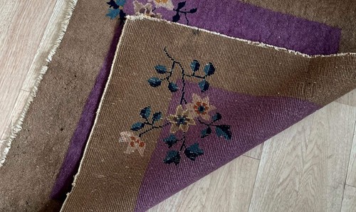 Handmade Antique Art Deco Chinese Rug 2.10' x 3' (86cm x 91cm) 1920s - 2B54 - Picture 4 of 9