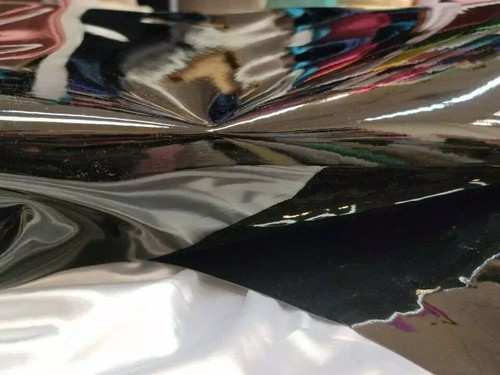 "Shiny Black Vinyl Fabric - Radiant Gloss, Sold by the Yard, Fashion" - Picture 2 of 11