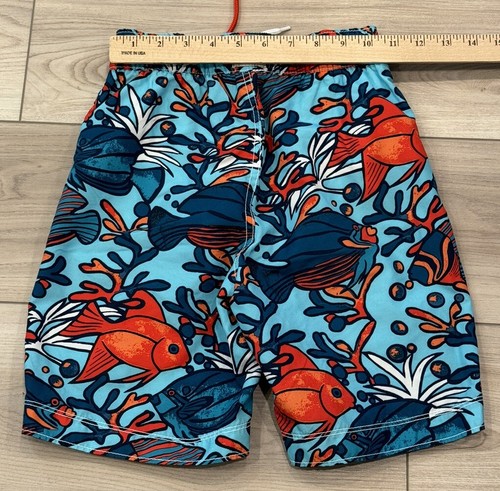 Boys Gap Swim Trunks Small (6/7) Quick Dry Drawstring Elastic Waist Fish Ocean - Picture 5 of 6