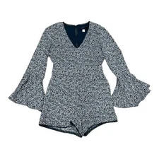 Blue Rain Teal Floral Poet Long Sleeve Romper S