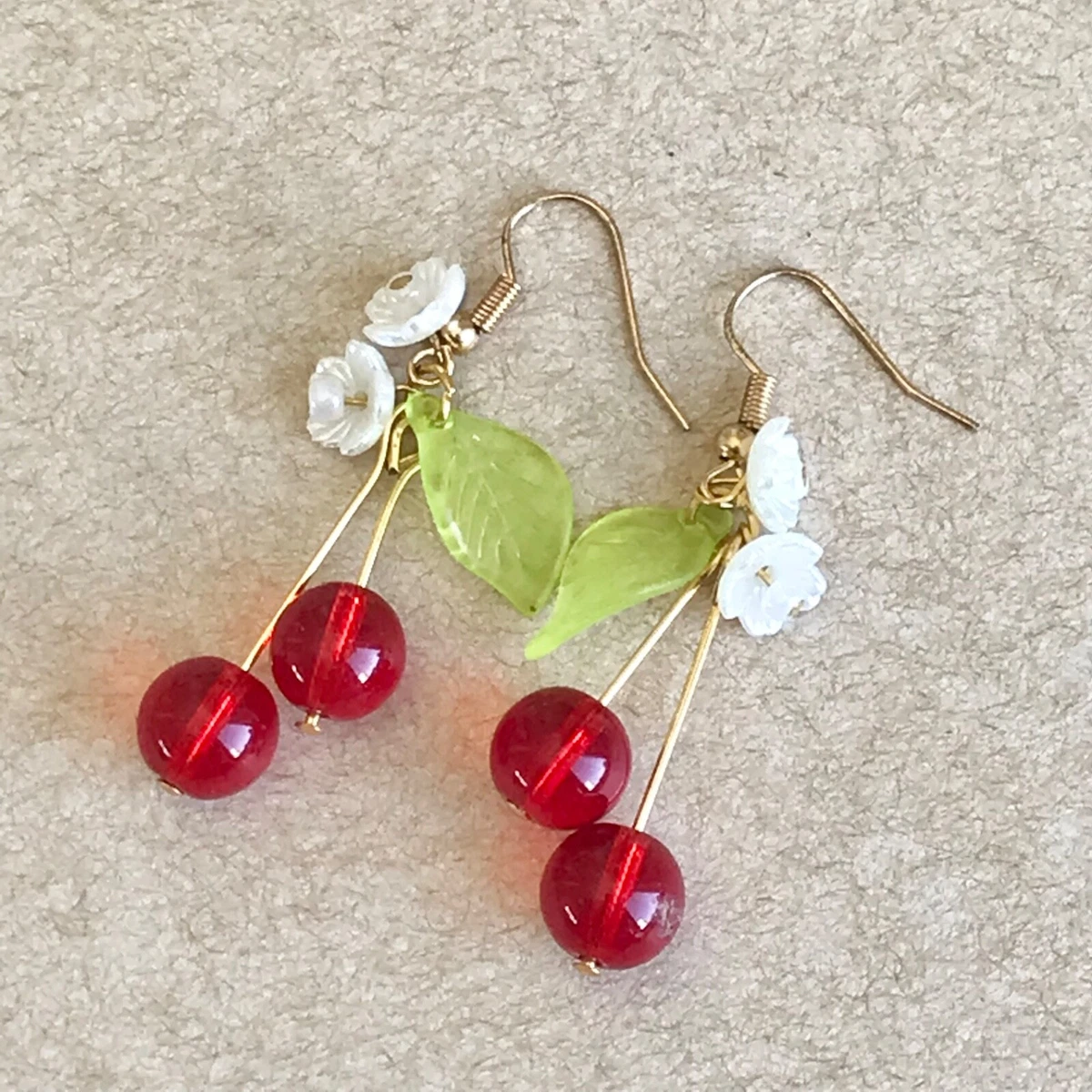 Cherry beaded earrings deals