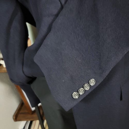 Chaps Men's Sport Coat Blazer Two Button Flannel Wool Silk Cashmere Navy 48L - Picture 8 of 19
