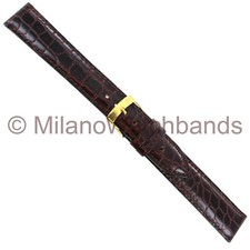 18mm Morellato Crocodile Grain Brown Padded Stitched Leather Watch Band XL 751