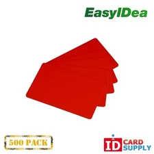 Pack of 500 Red CR80 Standard Size PVC Cards | 30 mil Thickness by easyIDea