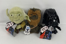 Lot of 3 Star Wars Plush Dolls Chewbacca, Darth Vader  Yoda Plush Lucas Film 7"