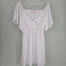 Altar'd State Swiss Dot Size Large White Mini Dress Cottagecore Bridal Shower 