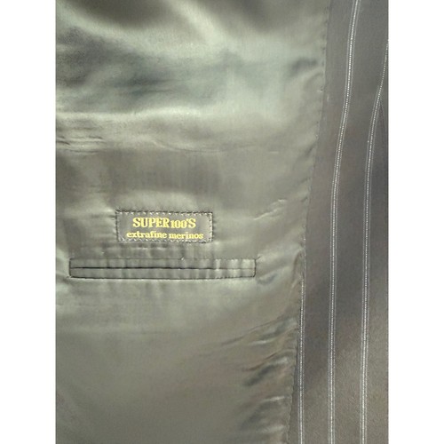 Corneliani Double Breasted Wool Sports Coat Italy Black Blue Stripes Mens 56L - Imagen 7 de 12