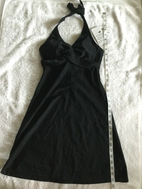 black halter swim dress