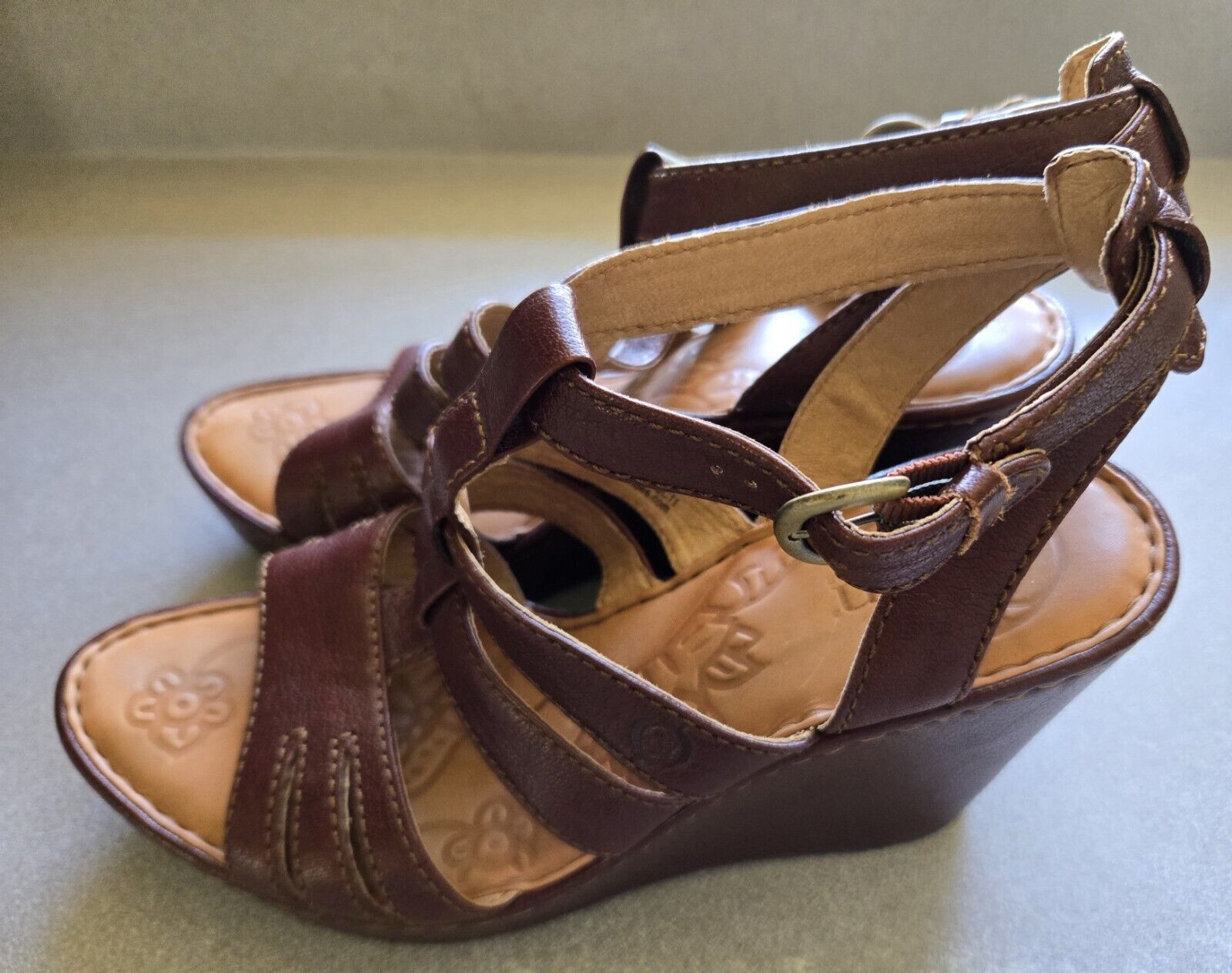 Boc Born Concept  wedge sandals Brown Leather siz… - image 5