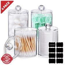 Vanity Jar Storage Set, Bathroom Organizer, Canister Jar, Clear Plastic Apotheca