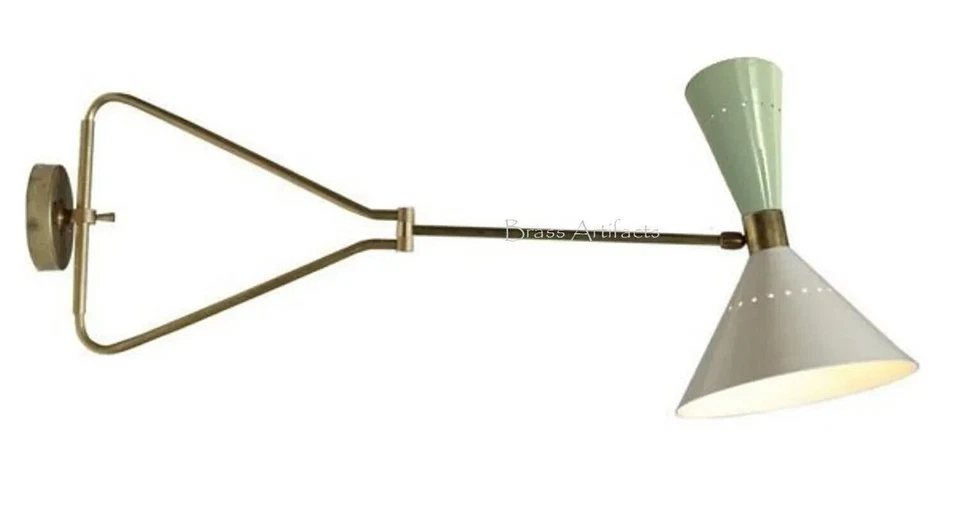 1950's CENTURY WALL LIGHT BRASS SPUTNIK MODERN ITALIAN INDUSTRIAL FIXTURE SWING - Image 4 of 4