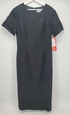 Womens Adolfo Studio Black Long Linen Dress Short Sleeve Size 14W | eBay Womens Adolfo Studio Black Long Linen Dress Short Sleeve Size 14W | eBay
