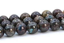 6MM Genuine Natural Deep Brown Azurite Malachite Quartz Round Loose Beads