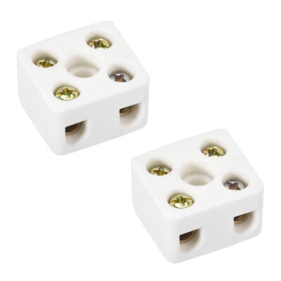 2pcs 2 Way Ceramics Terminal Blocks High Temp Connectors 21.5x19.5x14.2mm