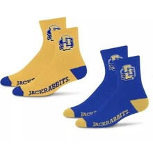 For Bare Feet 2 Pair Quarter Sock South Dakota State Jackrabbits L Team Colors