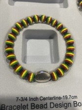 Beaded Marley Rasta Reggae Punk Hiphop Stretch Unisex Bracelet Jamaican Large