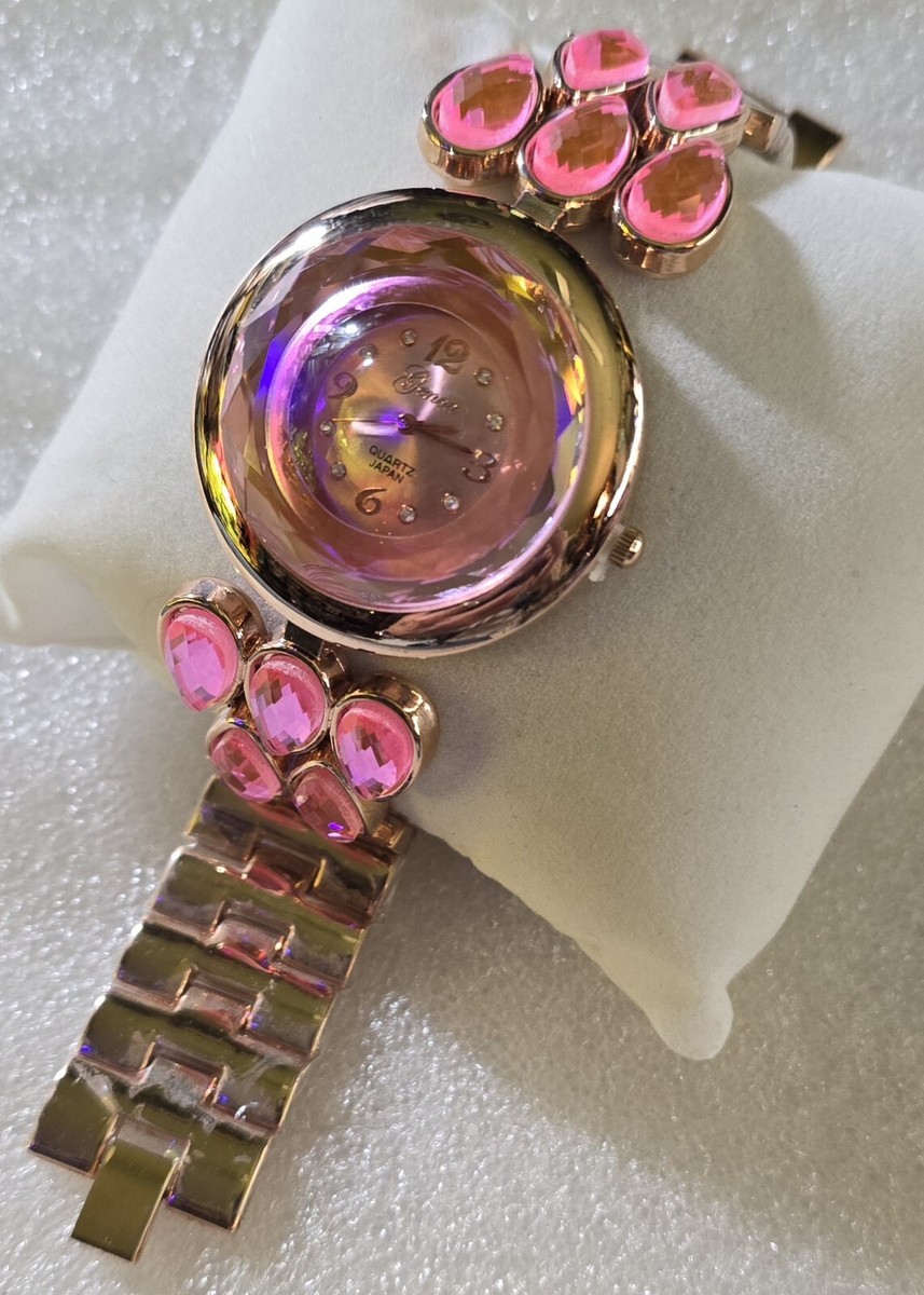 Fashion Pink Crystal Women\'s Watch - Genoa Brand Buy Genoa Pink Mother of Pearl and Austrian Crystal Miyota  main image 4