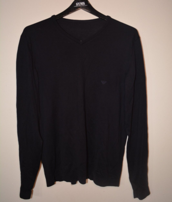 Emporio Armani V neck merino wool pullover crewneck Sweater small 