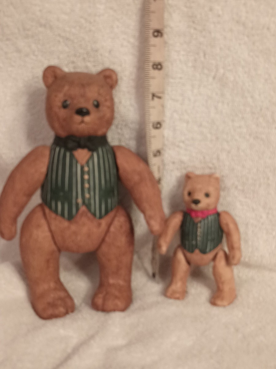 2 Jointed Porcelain Teddy Bear Father & Son Dept.56 1983 Father's