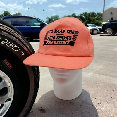 Vintage T.O. Haas Tire Auto Service Fremont Snapback Trucker Hat Cap Made In USA