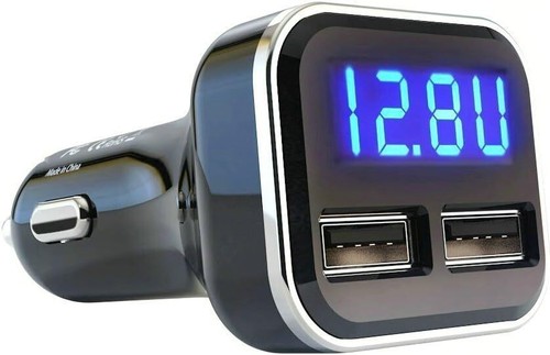 4.8A 24W Dual USB Car Charger Volt Meter Car Battery Monitor with LED Voltage & - Photo 9 sur 15