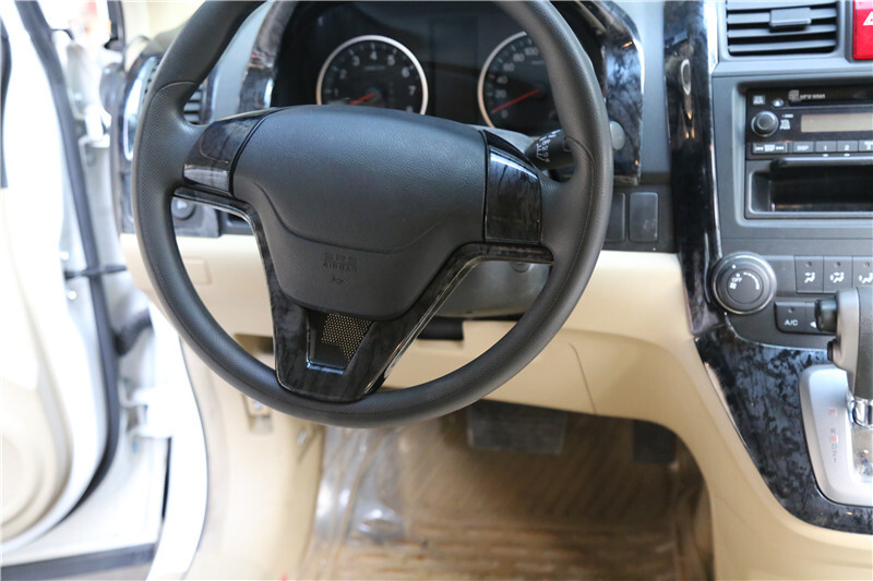 For Honda CR-V CRV 2007-2011 3th Black Wood Steering Wheel U-Type Cover  Trim 1* - Main Image