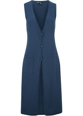 Long-Strickweste mit V-Ausschnitt 36/38 Dunkelblau Damen