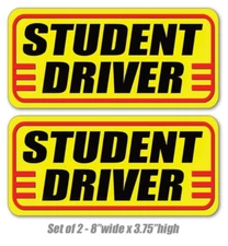 Student Driver Car Sticker Bumper Sticker Decal Label Safety Caution Sign x2