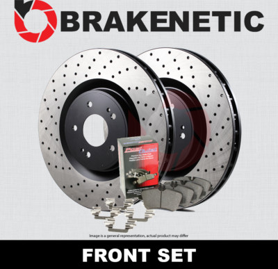 FRONT BRAKENETIC Premium Drilled Brake Rotors + Ceramic Pads BPK73615